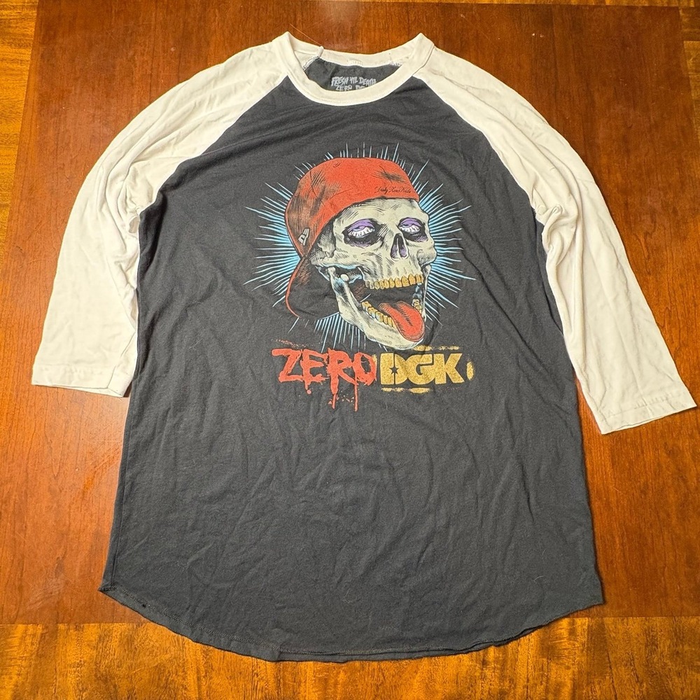 Zero Given Fresh Til Death Skull Raglan Baseball Shirt L
